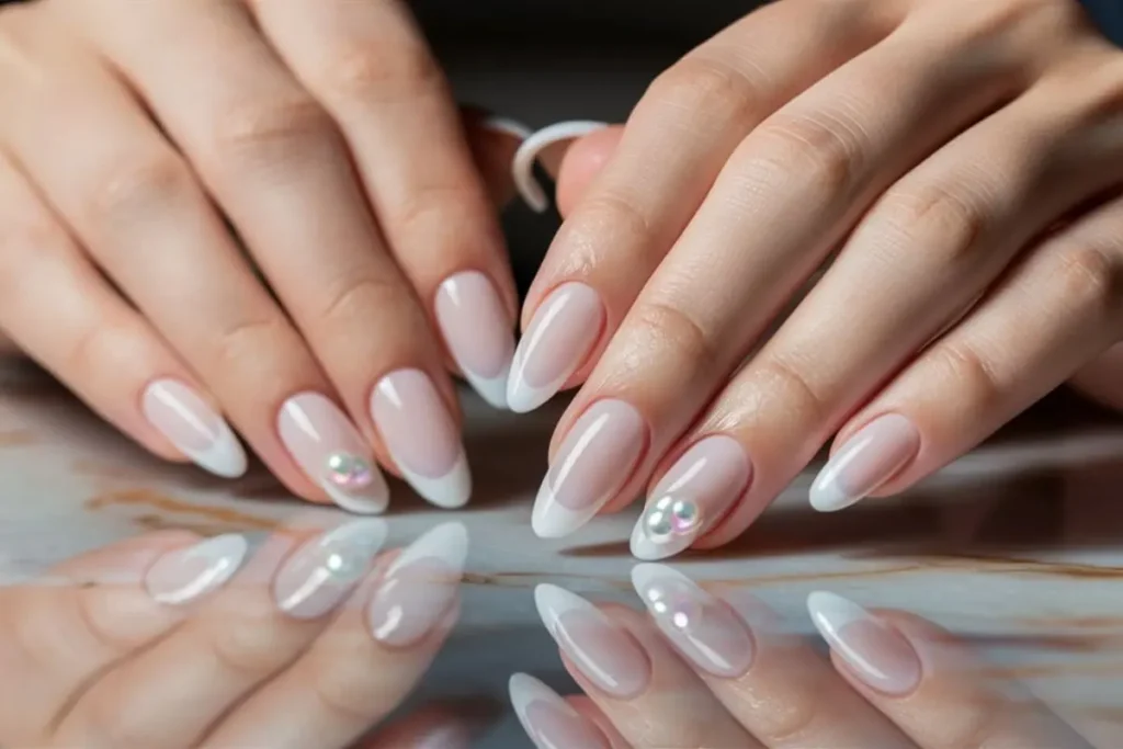 Classic-French-Mani-with-Pearl-Accents