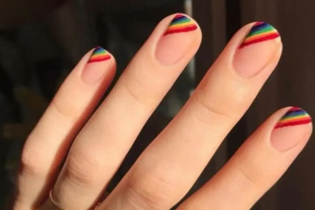 Rainbow-Micro-French-Short-Nails.