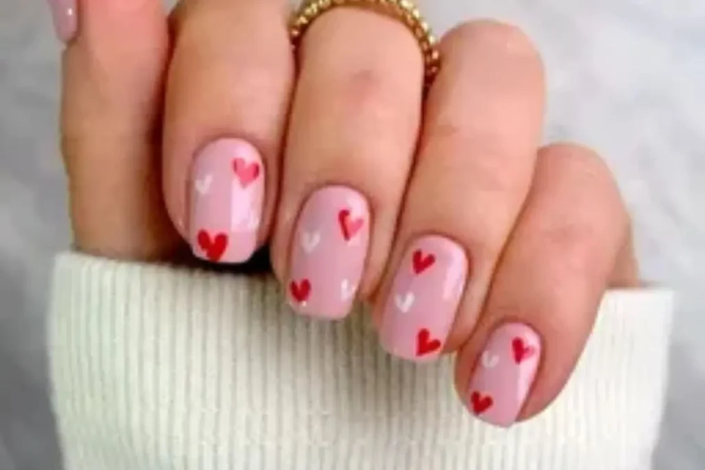 Sweet & Simple Heart Manicure on short nails