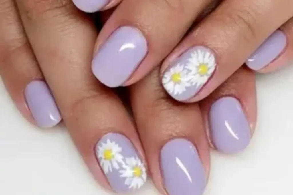 spring floral on short nails