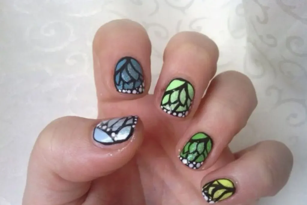 sun kissed butterfly on short nails