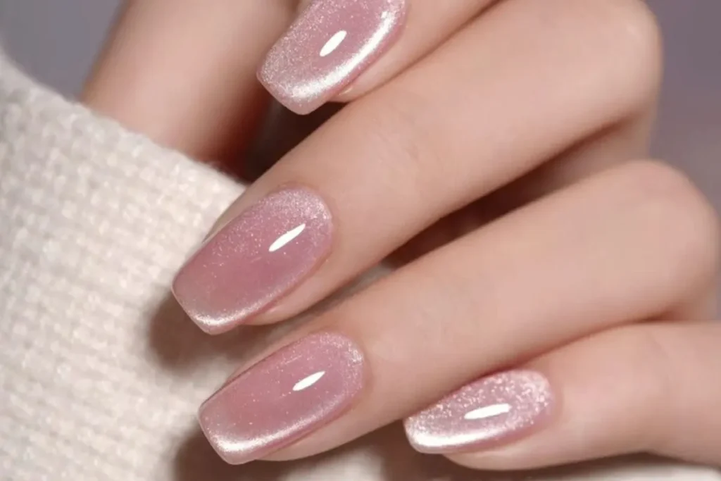 velvet design on short nails