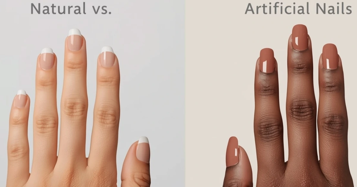 What are the key differences between natural and artificial nails?